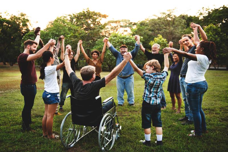 healthy park with group