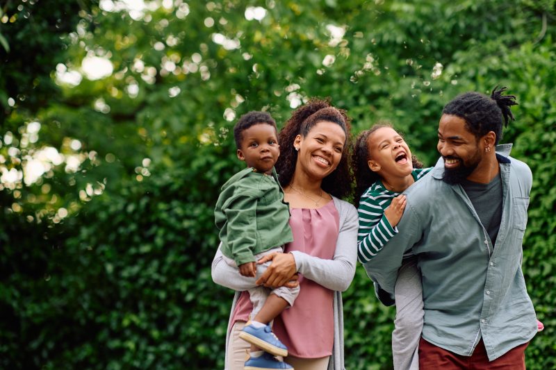 happy family with tree and stump removal