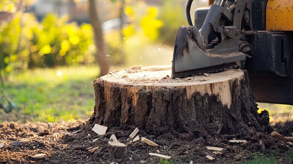 machine removing stump