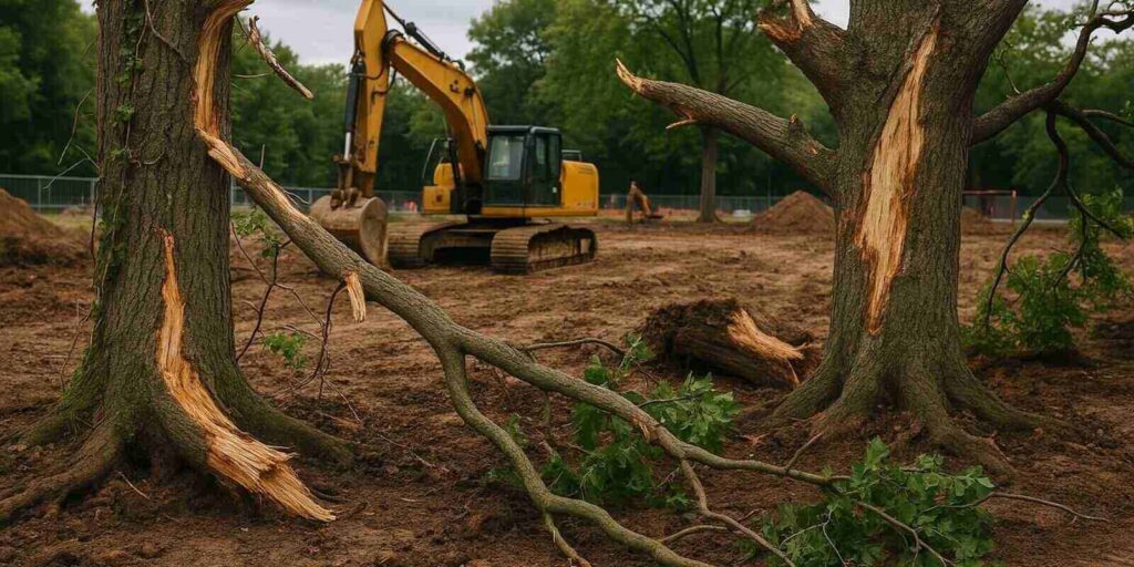 trees damaged during a construction project