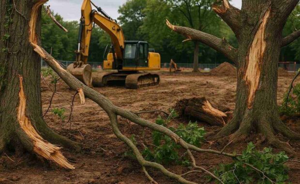 trees damaged during a construction project