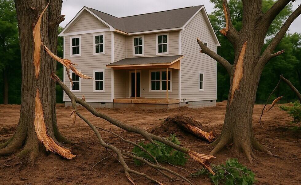 trees damaged during a home construction project that should've had tree root removal prior