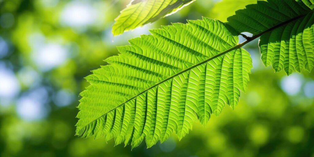 serrated elm tree leaf