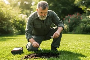 close-up of hands holding a soil sample