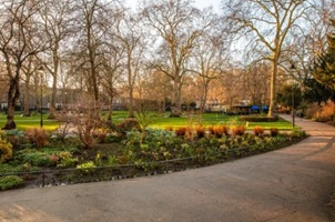 russell square park and garden at central london in winter