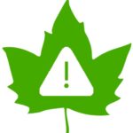 safety benefits of tree trimming: caution symbol on leaf